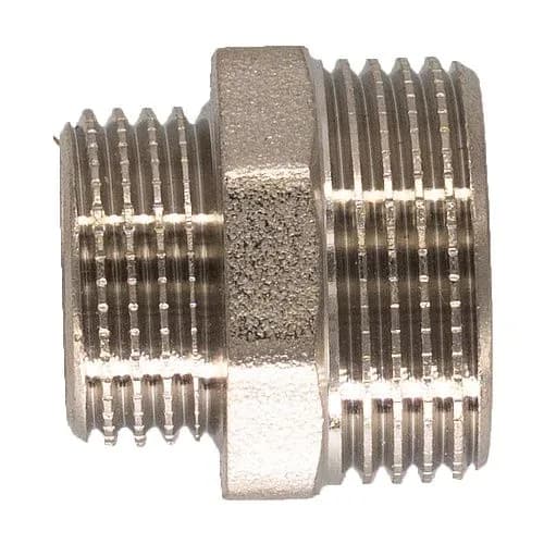 Ниппель переходной (3/4"НР х 1/2"НР) латунь никель